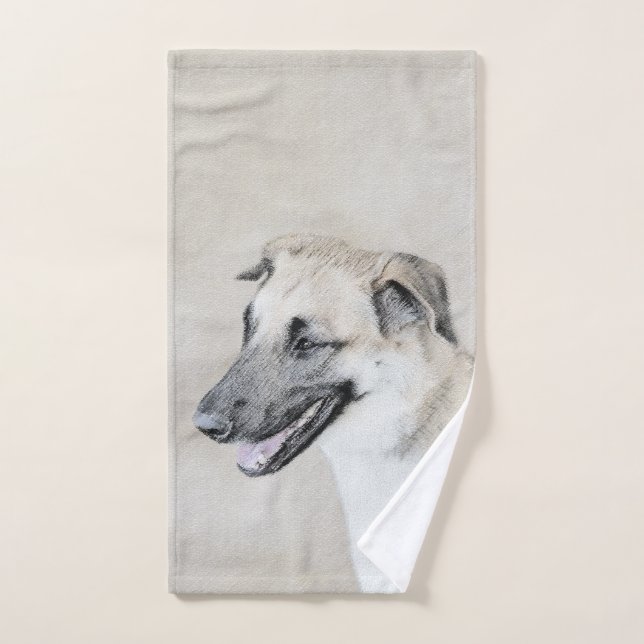 Chinook (Helicopter Ears) Painting - Dog Art Bath Towel Set (Hand Towel)