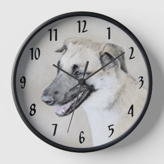 Chinook (Helicopter Ears) Painting - Dog Art Clock