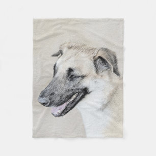 Chinook (Helicopter Ears) Painting - Dog Art Fleece Blanket