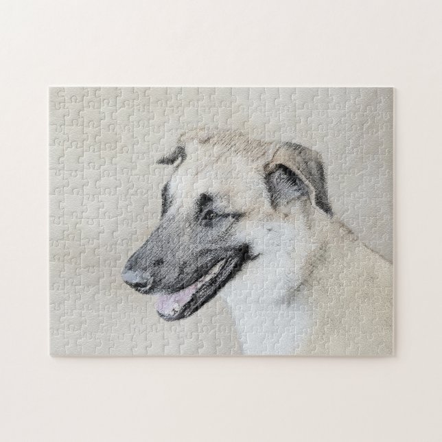 Chinook (Helicopter Ears) Painting - Dog Art Jigsaw Puzzle (Horizontal)