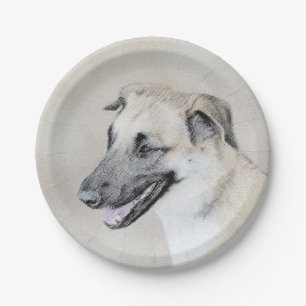 Chinook (Helicopter Ears) Painting - Dog Art Paper Plate