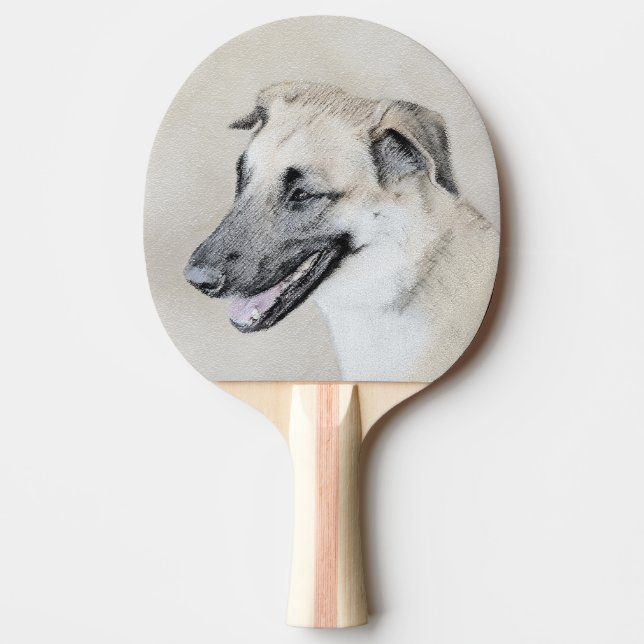 Chinook (Helicopter Ears) Painting - Dog Art Ping Pong Paddle (Front)