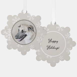 Chinook (Helicopter Ears) Painting - Dog Art Tree Decoration Card