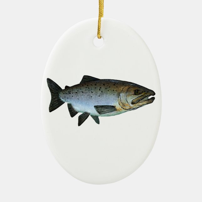 Chinook - King Salmon Ceramic Tree Decoration (Front)