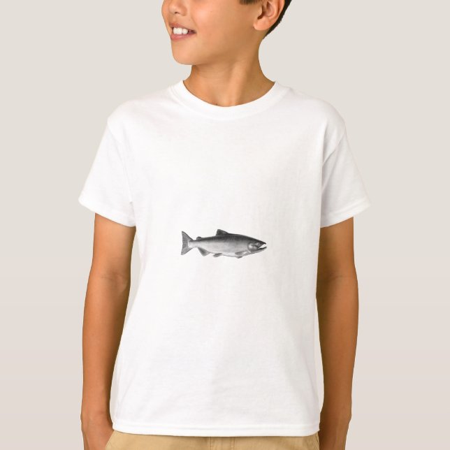 Chinook - King Salmon Logo (black and white) T-Shirt (Front)