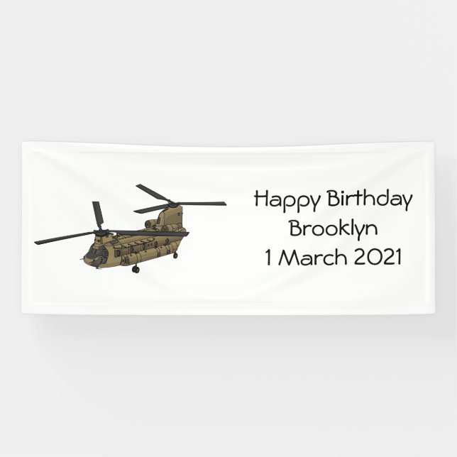 Chinook military helicopter illustration banner (Horizontal)