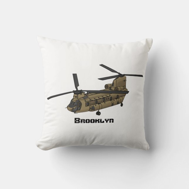 Chinook military helicopter illustration cushion (Front)