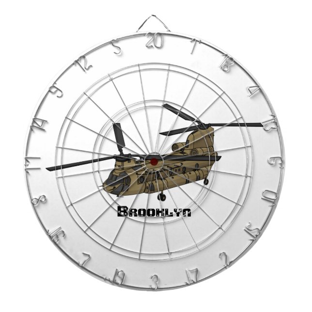 Chinook military helicopter illustration dartboard (Front)