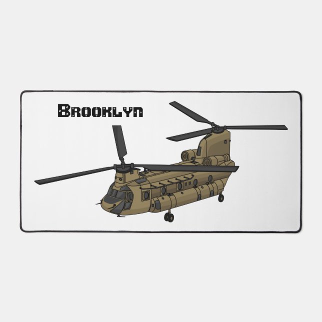 Chinook military helicopter illustration desk mat (Front)