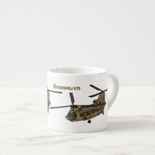 Chinook military helicopter illustration espresso cup