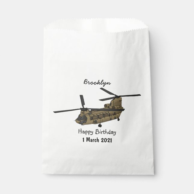 Chinook military helicopter illustration favour bags (Front)