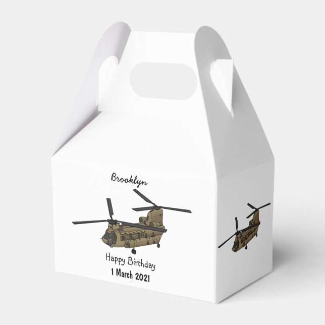 Chinook military helicopter illustration favour box (Front Side)