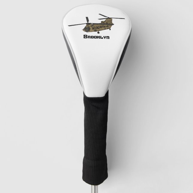 Chinook military helicopter illustration golf head cover (Front)