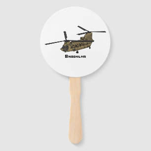 Chinook military helicopter illustration hand fan