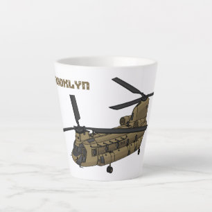 Chinook military helicopter illustration  latte mug