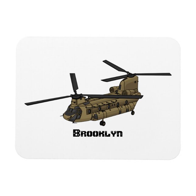 Chinook military helicopter illustration magnet (Horizontal)