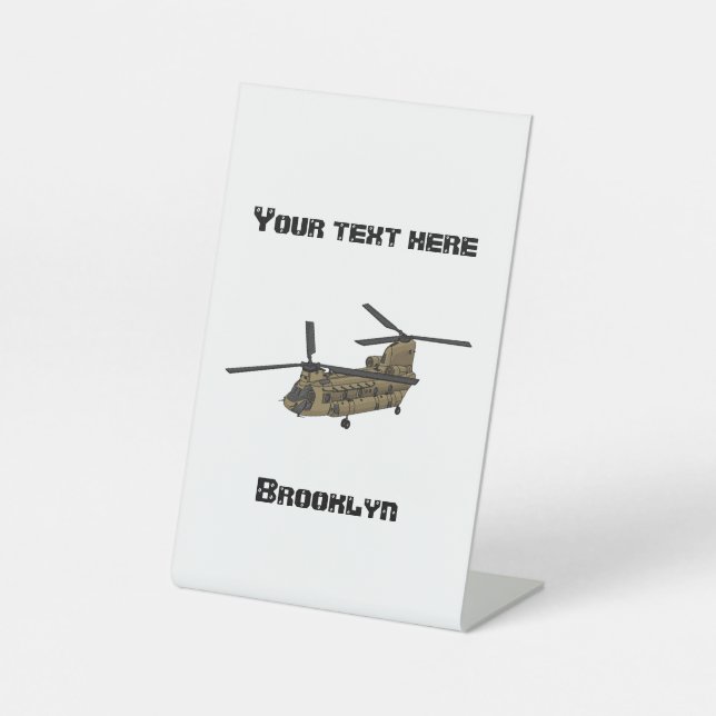 Chinook military helicopter illustration pedestal sign (Front)