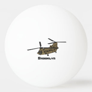 Chinook military helicopter illustration ping pong ball