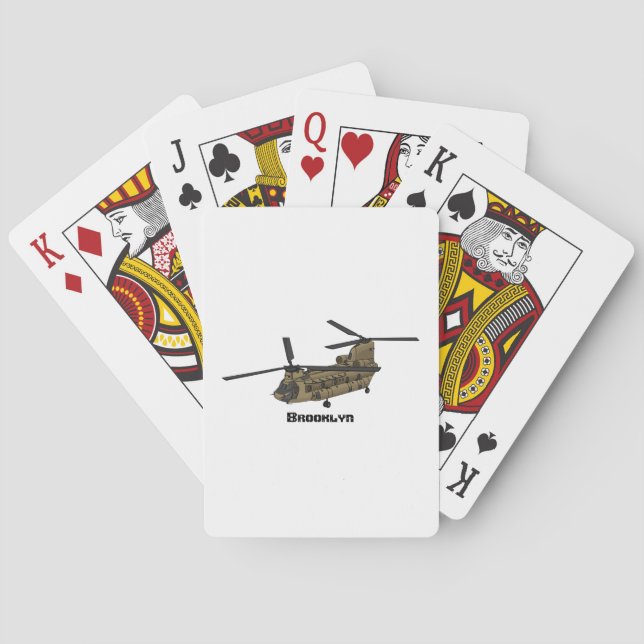Chinook military helicopter illustration playing cards (Back)