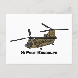 Chinook military helicopter illustration postcard