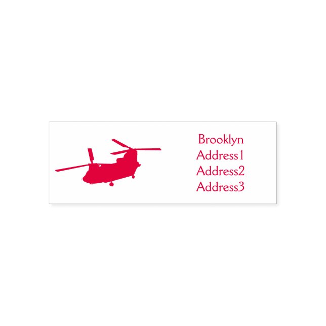 Chinook military helicopter illustration self-inking stamp (Design)