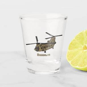 Chinook military helicopter illustration shot glass