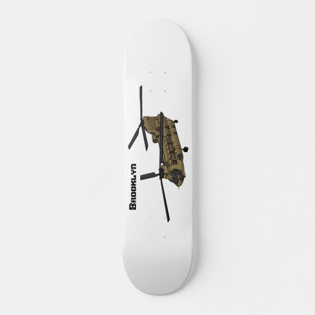 Chinook military helicopter illustration skateboard (Front)