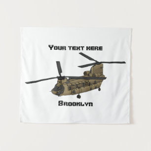 Chinook military helicopter illustration tapestry