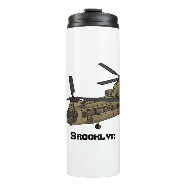 Chinook military helicopter illustration thermal tumbler (Front)