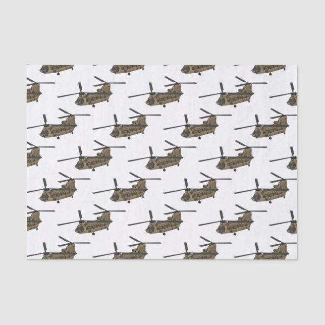 Chinook military helicopter illustration tissue paper (Front)