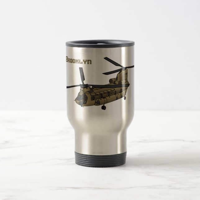 Chinook military helicopter illustration  travel mug (Center)