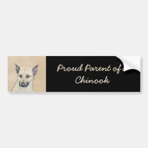 Chinook (Pointed Ears) Painting - Original Dog Art Bumper Sticker