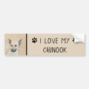 Chinook (Pointed Ears) Painting - Original Dog Art Bumper Sticker