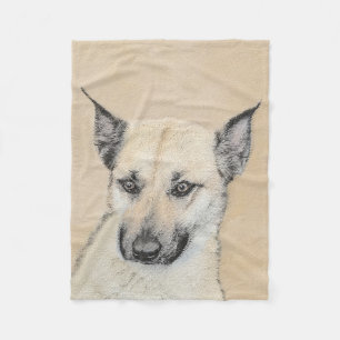 Chinook (Pointed Ears) Painting - Original Dog Art Fleece Blanket
