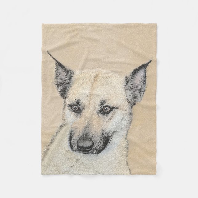 Chinook (Pointed Ears) Painting - Original Dog Art Fleece Blanket (Front)