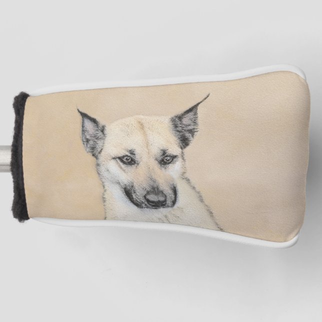 Chinook (Pointed Ears) Painting - Original Dog Art Golf Head Cover (Front)
