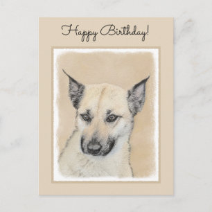 Chinook (Pointed Ears) Painting - Original Dog Art Postcard