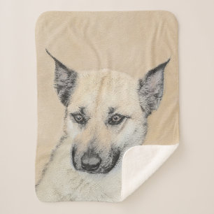 Chinook (Pointed Ears) Painting - Original Dog Art Sherpa Blanket