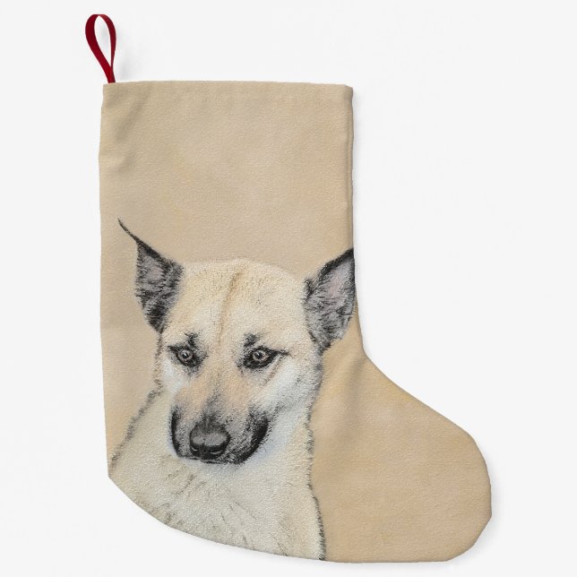 Chinook (Pointed Ears) Painting - Original Dog Art Small Christmas Stocking (Front)