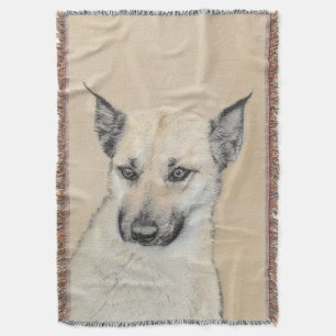 Chinook (Pointed Ears) Painting - Original Dog Art Throw Blanket
