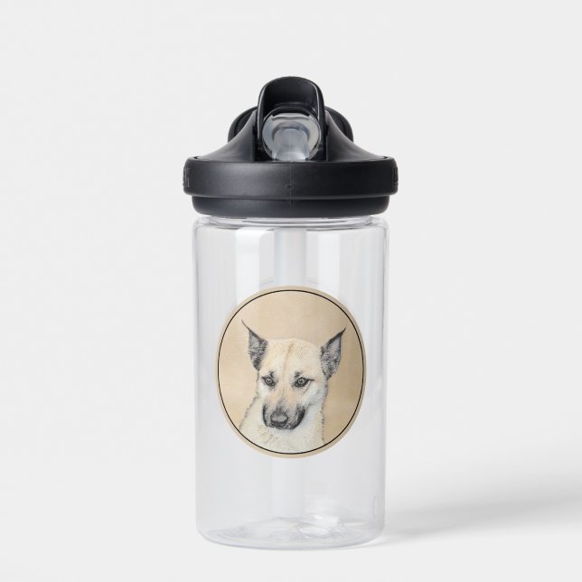 Chinook (Pointed Ears) Painting - Original Dog Art Water Bottle (Front)