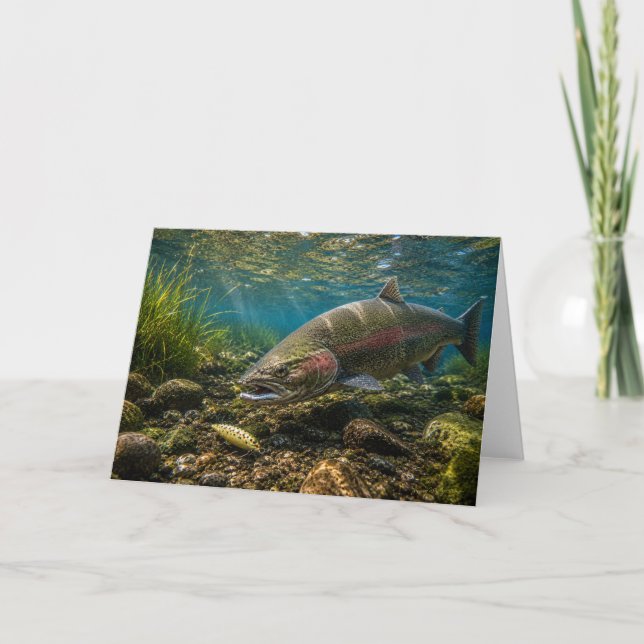 Chinook Salmon & Lure Greeting Card (Front)