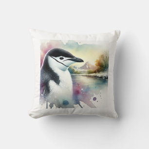Chinstrap Penguin 120924AREF143 - Watercolor Cushion