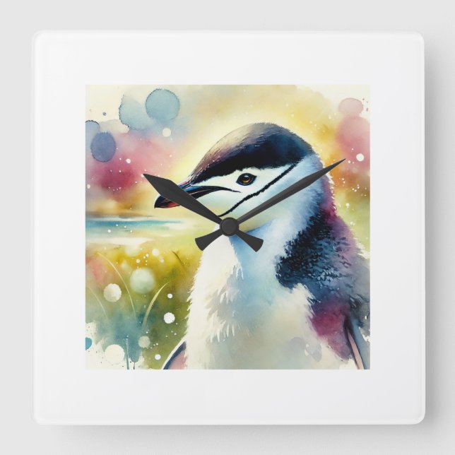 Chinstrap Penguin 210824AREF115 - Watercolor Square Wall Clock (Front)