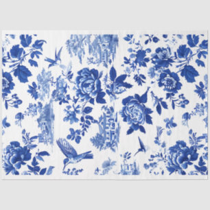 Chintz Chinoiserie Flow Blue Decoupage paper.  Tissue Paper