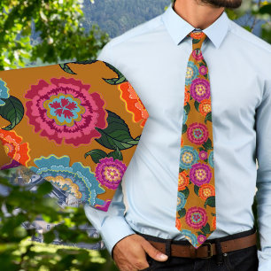 Chintz Meadow Floral Art Pattern Tie