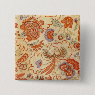 Chintz Paisley Antique Floral Pattern 15 Cm Square Badge