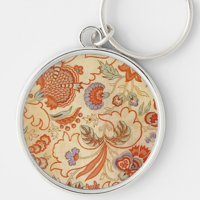 Chintz Paisley Antique Floral Pattern Key Ring (Front)