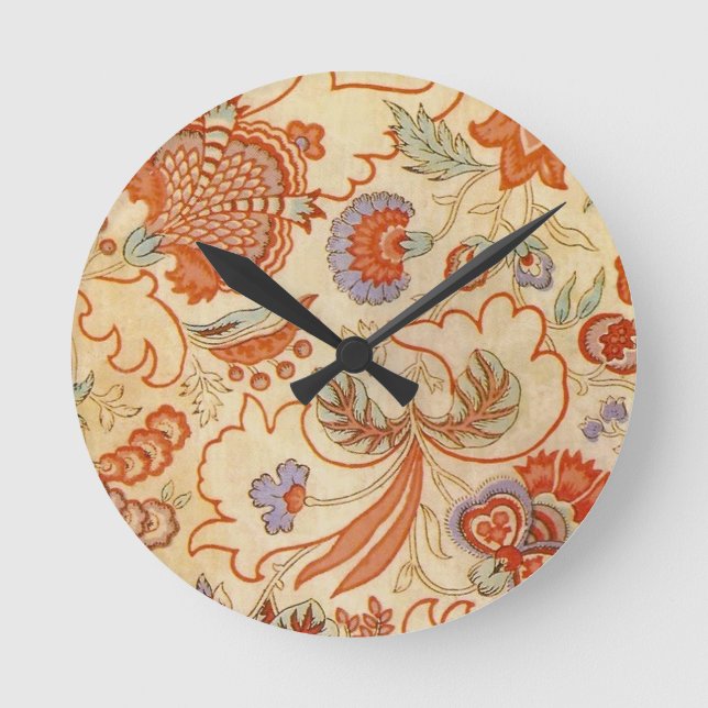 Chintz Paisley Antique Floral Pattern Round Clock (Front)