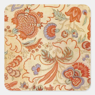 Chintz Paisley Antique Floral Pattern Square Sticker